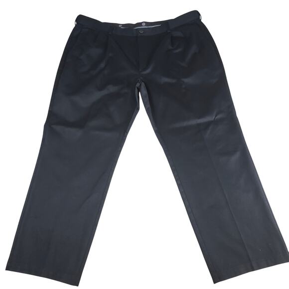 Haggar Pants Men 42x29 Black Classic Fit Work to Weekend Stretch Cotton Chino - Picture 2 of 9